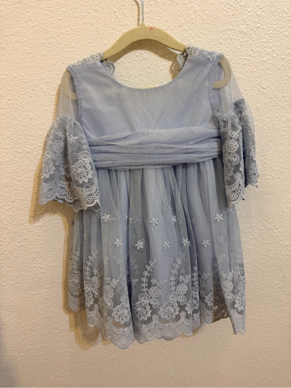 Girls Powder Blue Lace & Tulle Formal Dress party holidays floral design